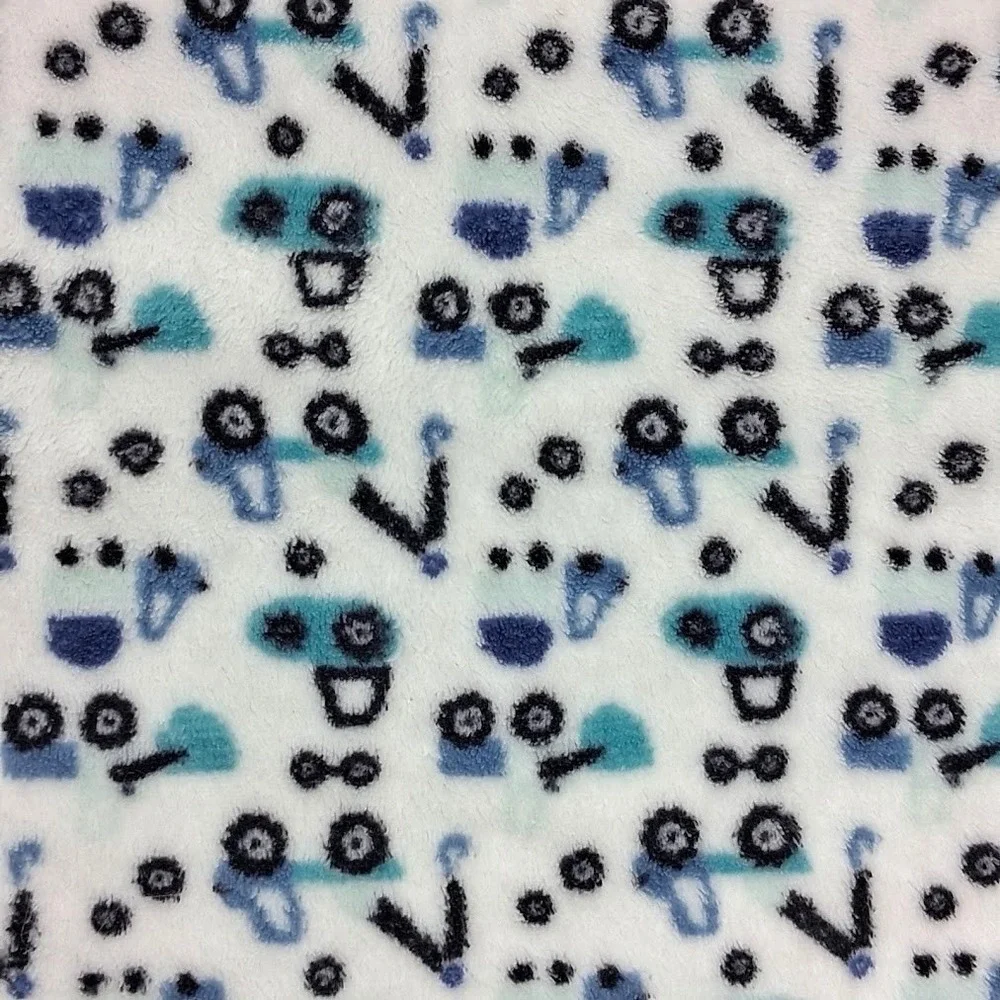Crevent Baby Construction‎ Vehicles Blanket White Blue Dump Truck Fleece 30x40